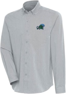 Antigua Tulane Green Wave Mens Grey Compression Long Sleeve Dress Shirt