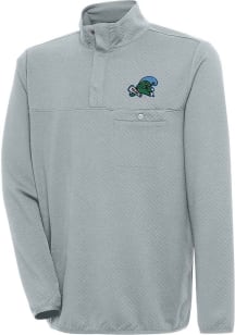 Antigua Tulane Green Wave Mens Grey Steamer Long Sleeve 1/4 Zip Pullover