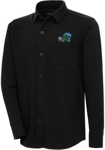 Antigua Tulane Green Wave Mens Black Steamer Shacket Long Sleeve Dress Shirt