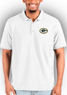 Antigua Green Bay Packers White Affluent Big and Tall Polo