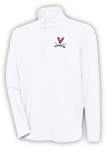 Antigua Virginia Cavaliers Mens White Hunk Long Sleeve 1/4 Zip Pullover