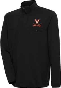 Antigua Virginia Cavaliers Mens Black Steamer Long Sleeve 1/4 Zip Pullover