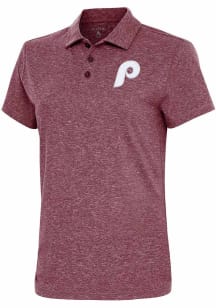Antigua Philadelphia Phillies Womens Maroon Motivated Short Sleeve Polo Shirt