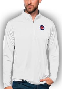 Antigua Chicago Cubs Mens White Tribute Long Sleeve 1/4 Zip Pullover