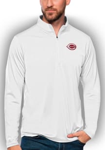 Antigua Cincinnati Reds Mens White Tribute Long Sleeve 1/4 Zip Pullover