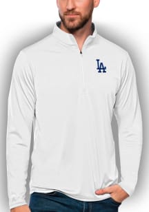 Antigua Los Angeles Dodgers Mens White Tribute Long Sleeve 1/4 Zip Pullover