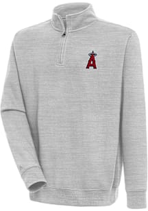 Antigua Los Angeles Angels Mens Grey Victory Long Sleeve Qtr Zip Pullover