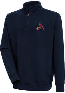 Antigua St Louis Cardinals Mens Navy Blue Victory Long Sleeve 1/4 Zip Pullover