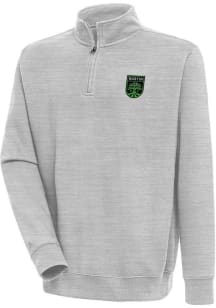 Antigua Austin FC Mens Grey Victory Long Sleeve Qtr Zip Pullover