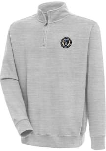 Antigua Philadelphia Union Mens Grey Victory Long Sleeve 1/4 Zip Pullover