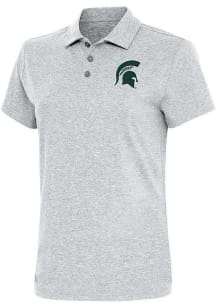 Antigua Michigan State Spartans Womens Grey Motivated Short Sleeve Polo Shirt
