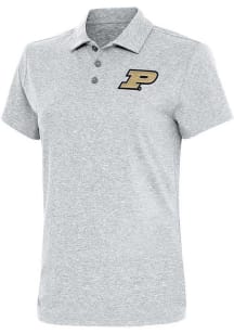 Antigua Purdue Boilermakers Womens Grey Motivated Short Sleeve Polo Shirt