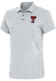 Antigua Texas Tech Red Raiders Womens Grey Motivated Short Sleeve Polo Shirt