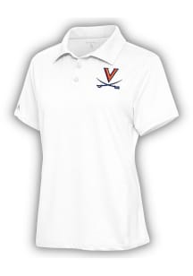 Antigua Virginia Cavaliers Womens White Motivated Short Sleeve Polo Shirt