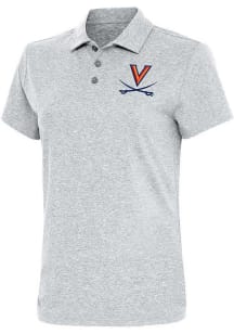 Antigua Virginia Cavaliers Womens Grey Motivated Short Sleeve Polo Shirt
