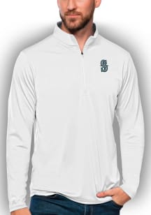 Antigua Seattle Mariners Mens White Tribute Long Sleeve 1/4 Zip Pullover