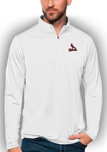Antigua St Louis Cardinals Mens White Tribute Long Sleeve 1/4 Zip Pullover