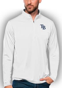 Antigua Tampa Bay Rays Mens White Tribute Long Sleeve 1/4 Zip Pullover