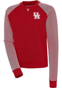 Antigua Houston Cougars Womens Red Flier Bunker Crew Sweatshirt