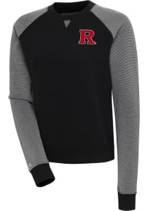 Antigua Rutgers Scarlet Knights Womens Black Flier Bunker Crew Sweatshirt