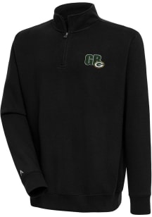 Antigua Green Bay Packers Mens Black Chain Victory Long Sleeve 1/4 Zip Pullover