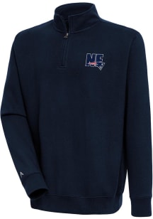 Antigua New England Patriots Mens Navy Blue Victory Long Sleeve 1/4 Zip Pullover