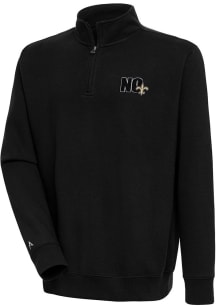 Antigua New Orleans Saints Mens Black Chain Victory Long Sleeve 1/4 Zip Pullover