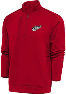Antigua Detroit Red Wings Mens Red Metallic Logo Generation Long Sleeve 1/4 Zip Pullover