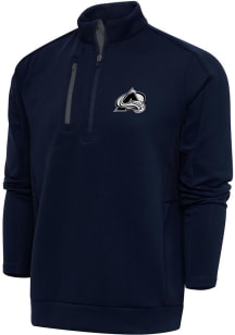 Antigua Colorado Avalanche Mens Navy Blue Metallic Logo Generation Long Sleeve 1/4 Zip Pullover