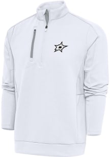 Antigua Dallas Stars Mens White Metallic Logo Generation Long Sleeve 1/4 Zip Pullover