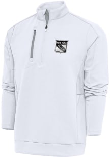 Antigua New York Rangers Mens White Metallic Logo Generation Long Sleeve 1/4 Zip Pullover