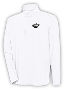 Antigua Minnesota Wild Mens White Metallic Logo Hunk Long Sleeve 1/4 Zip Pullover