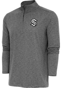 Antigua Seattle Kraken Mens Black Metallic Logo Hunk Long Sleeve Qtr Zip Pullover