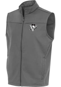 Antigua Pittsburgh Penguins Mens Black Metallic Logo Links Golf Sleeveless Jacket