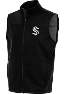 Antigua Seattle Kraken Mens Black Metallic Logo Links Golf Sleeveless Jacket
