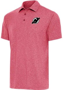 Antigua New Jersey Devils Mens Red Metallic Logo Par 3 Short Sleeve Polo