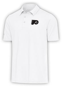 Antigua Philadelphia Flyers Mens White Metallic Logo Par 3 Short Sleeve Polo