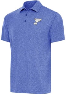 Antigua St Louis Blues Mens Blue Metallic Logo Par 3 Short Sleeve Polo