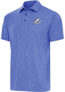 Antigua Tampa Bay Lightning Mens Blue Metallic Logo Par 3 Short Sleeve Polo