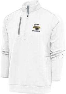 Antigua Marquette Golden Eagles Mens White Basketball Generation Long Sleeve 1/4 Zip Pullover