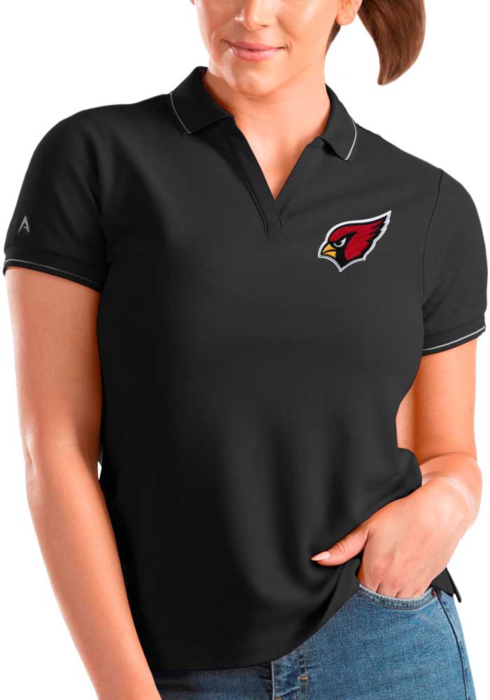 Antigua Arizona Cardinals Womens Black Affluent Short Sleeve Polo Shirt