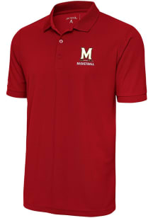 Mens Maryland Terrapins Red Antigua Basketball Legacy Pique Short Sleeve Polo Shirt