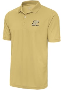 Mens Purdue Boilermakers Gold Antigua Basketball Legacy Pique Short Sleeve Polo Shirt