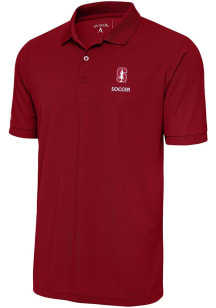 Antigua Stanford Cardinal Mens Red Soccer Legacy Pique Short Sleeve Polo
