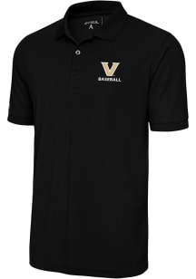 Antigua Vanderbilt Commodores Mens Black Baseball Legacy Pique Short Sleeve Polo