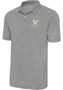 Antigua Vanderbilt Commodores Mens Grey Baseball Legacy Pique Short Sleeve Polo
