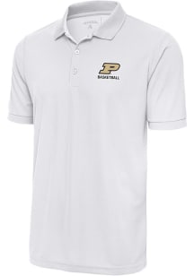 Antigua Purdue Boilermakers Mens White Basketball Legacy Pique Big and Tall Polos Shirt