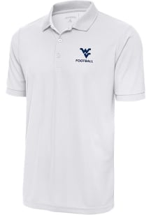 Antigua West Virginia Mountaineers White Football Legacy Pique Big and Tall Polo