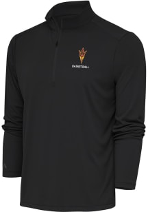 Antigua Arizona State Sun Devils Mens Grey Basketball Tribute Long Sleeve 1/4 Zip Pullover