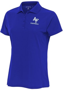 Antigua Air Force Falcons Womens Blue Football Legacy Pique Short Sleeve Polo Shirt